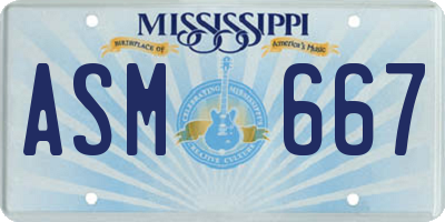 MS license plate ASM667