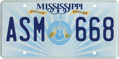 MS license plate ASM668