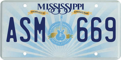 MS license plate ASM669