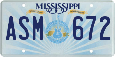 MS license plate ASM672