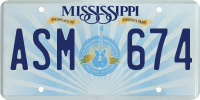 MS license plate ASM674