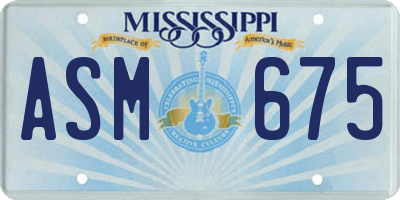 MS license plate ASM675