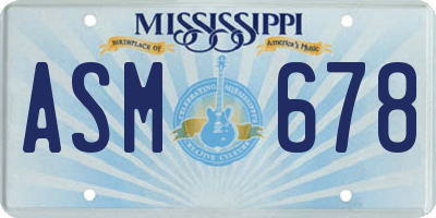 MS license plate ASM678