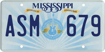 MS license plate ASM679