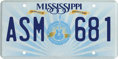 MS license plate ASM681