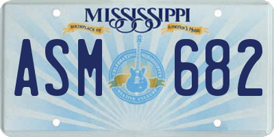 MS license plate ASM682