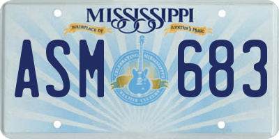 MS license plate ASM683