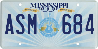 MS license plate ASM684