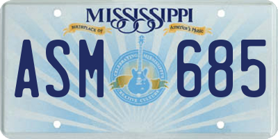 MS license plate ASM685