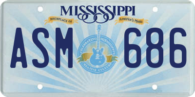 MS license plate ASM686