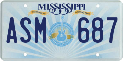 MS license plate ASM687
