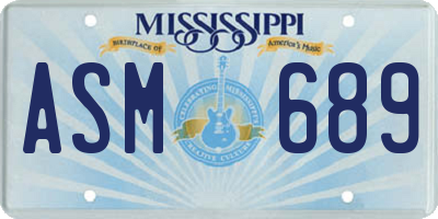 MS license plate ASM689