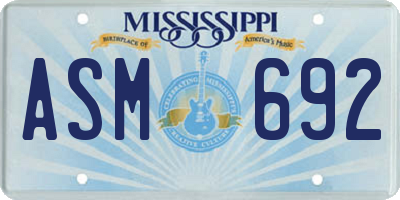 MS license plate ASM692