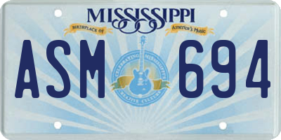 MS license plate ASM694