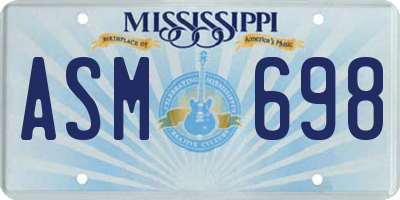 MS license plate ASM698