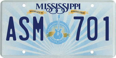 MS license plate ASM701