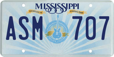MS license plate ASM707