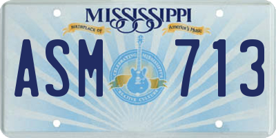 MS license plate ASM713