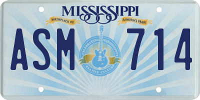 MS license plate ASM714