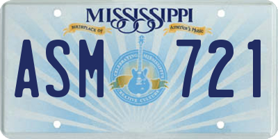MS license plate ASM721