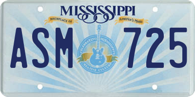 MS license plate ASM725