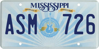 MS license plate ASM726