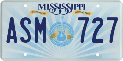 MS license plate ASM727