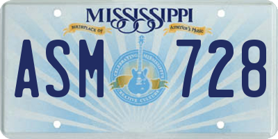 MS license plate ASM728