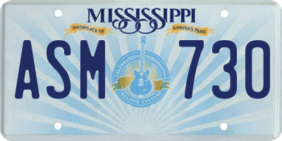 MS license plate ASM730