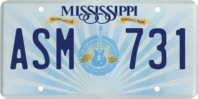 MS license plate ASM731