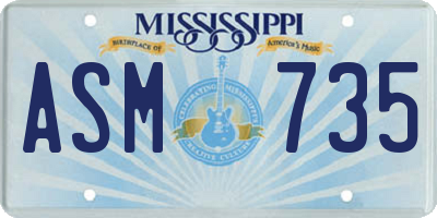 MS license plate ASM735