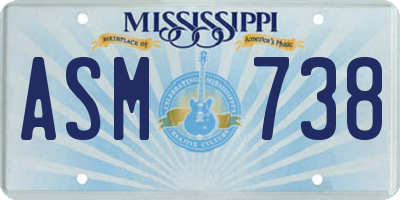 MS license plate ASM738