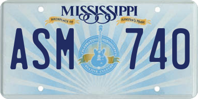 MS license plate ASM740