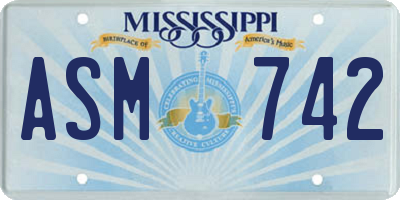 MS license plate ASM742