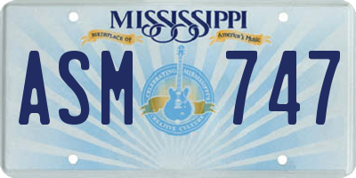 MS license plate ASM747