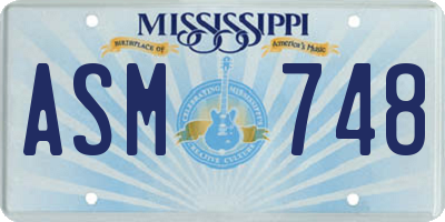 MS license plate ASM748