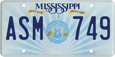MS license plate ASM749