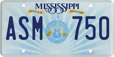 MS license plate ASM750