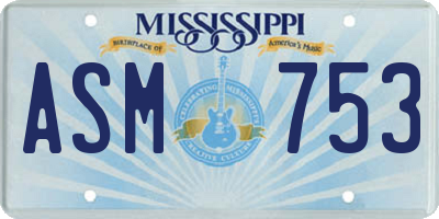 MS license plate ASM753