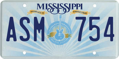 MS license plate ASM754