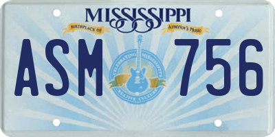 MS license plate ASM756