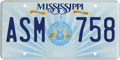 MS license plate ASM758