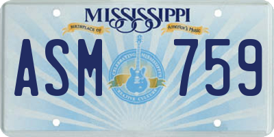 MS license plate ASM759