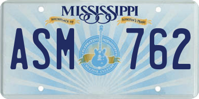 MS license plate ASM762