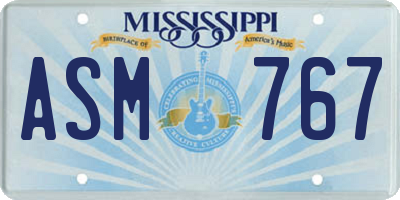 MS license plate ASM767