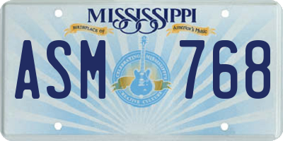 MS license plate ASM768