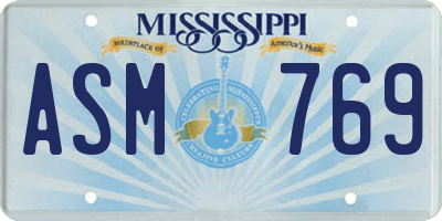 MS license plate ASM769