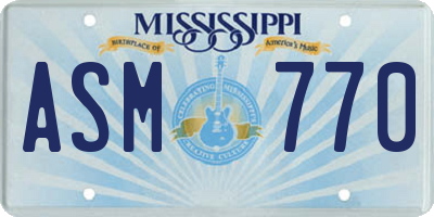 MS license plate ASM770