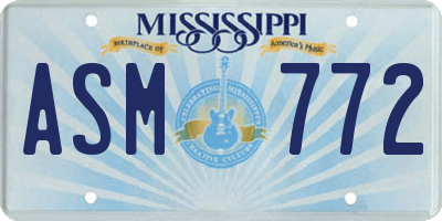 MS license plate ASM772