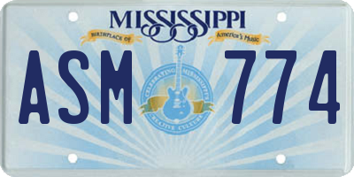 MS license plate ASM774